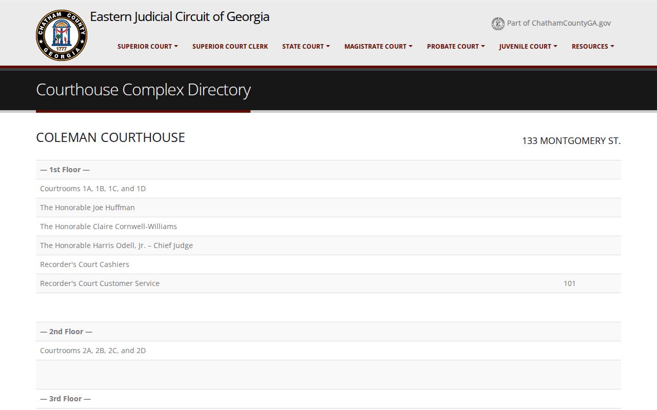 Chatham County courthouse directory for court record offices