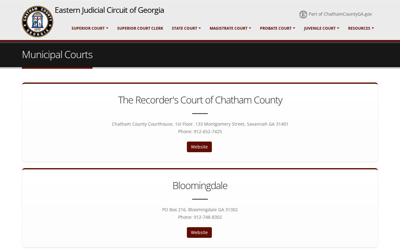 Chatham County directory of Recorder's and municipal courts